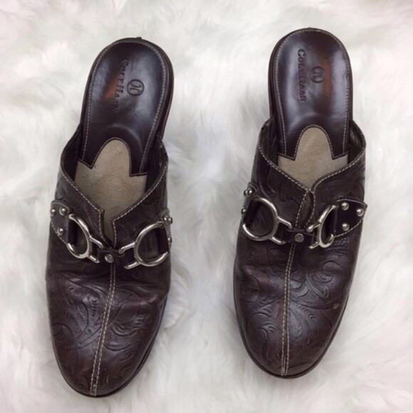 Cole Haan 8 Womens Brown Leather Embossed Western Slip-on Clogs - Picture 2 of 8
